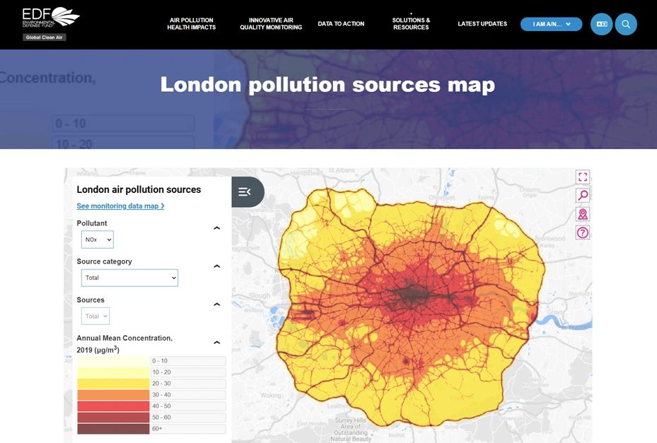 Useful If Alarming Interactive Map Of London Air Pollution   EnviroDefenceFund Map 